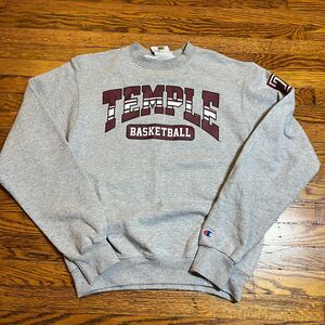 Champion Temple University Owls Basketball Sweatshirt Men's S Gray College NCAA